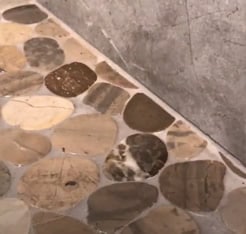 pebble bathroom tile floor